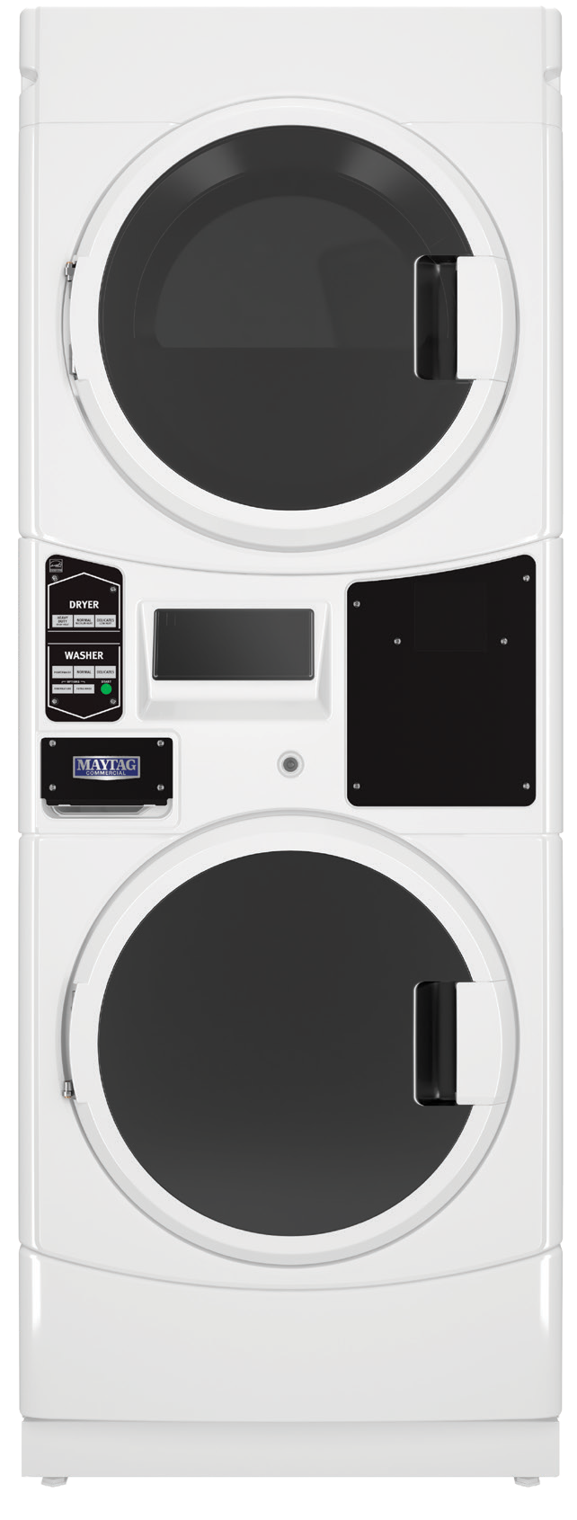 white stacked washers